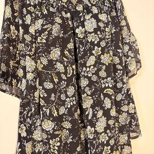 torrid Black Floral Off-the-Shoulder Tunic with Yellow & White Flowers
